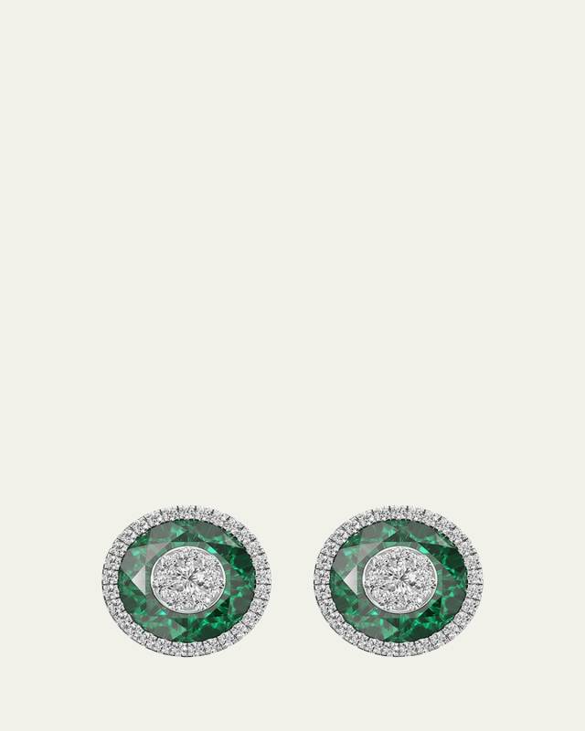 18K White Gold 10mm Halo Fusion Stud Earrings with Diamonds
